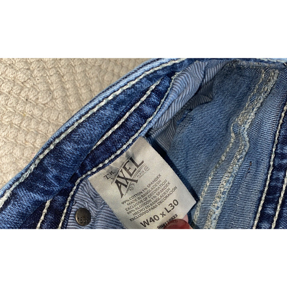 TK Axel Jeans Men Size 40x30 Slim Boot Blue Denim Western Flap Pockets - Picture 9 of 11